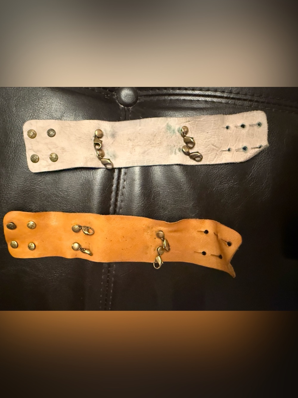 Lenny & Eva Leather Bracelet cuff Beige Orange sentiment $100.00 Anthropologie
